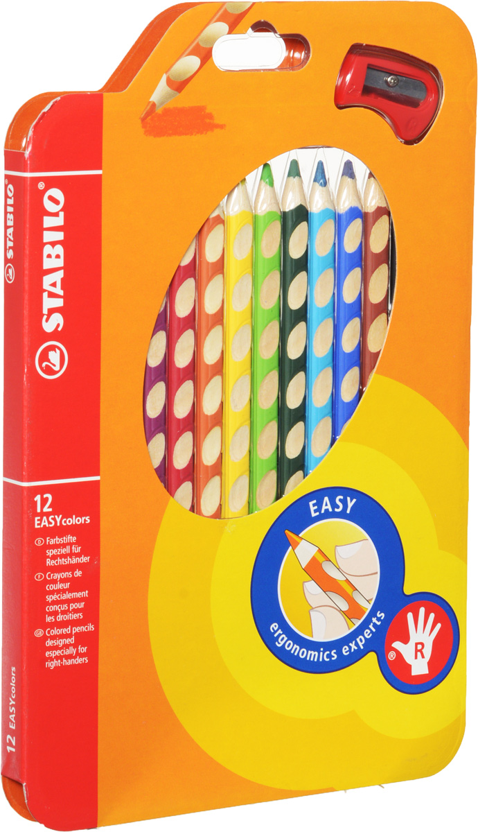 Набор цветных карандашей "Stabilo Easycolors" для правшей, 12 цветов Набор цветных карандашей "Stabilo Easycolors" для правшей, 12 цветов