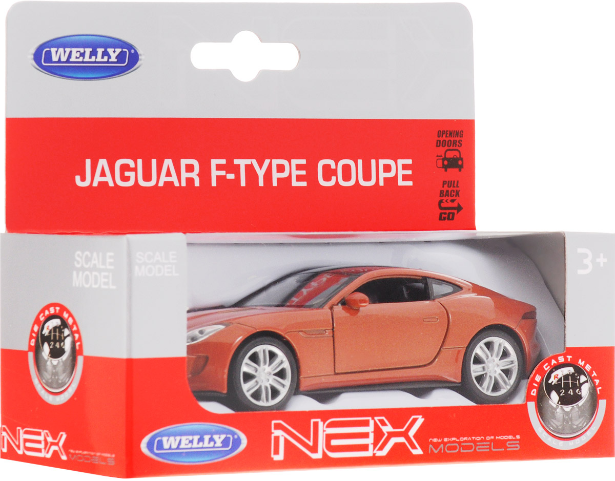 Welly Модель автомобиля Jaguar F-Type Coupe цвет коричневый