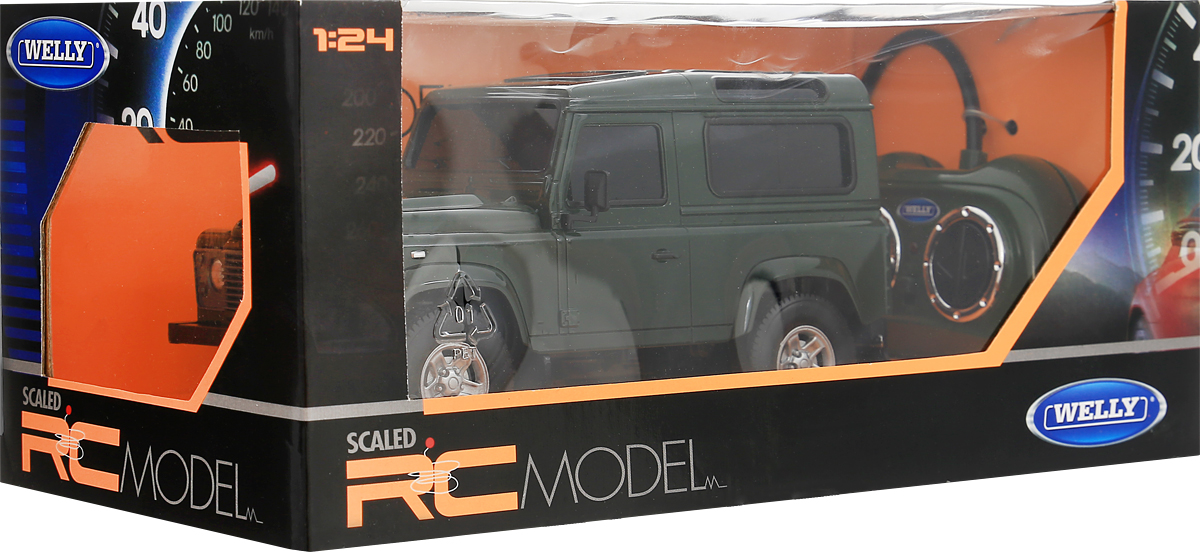 Welly Радиоуправляемая модель Land Rover Defender цвет темно-зеленый
