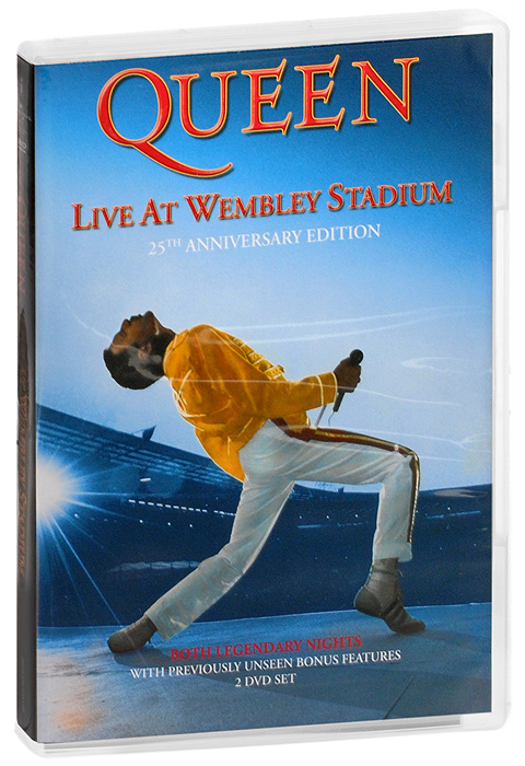 Queen: Live At Wembley Stadium (2 DVD) -  Tracklist: 01. One Vision 02. Tie Your Mother Down 03. In the Lap of the Gods 04. Seven Seas of Rhye 05. Tear It Up 06. A Kind of Magic 07. Under Pressure 08. Another One Bites the Dust 09. Who Wants To Live Forever 10. I Want To Break Free 11. Impromptu 12. Brighton Rock Solo 13. Now Im Here 14. Love Of My Life 15. Is This the World We Created 16. (Youre So Square) Baby I Dont Care 17. Hello Mary Lou (Goodbye Heart) 18. Tutti Frutti 19. Gimme Some Lovin 20. Bohemian Rhapsody 21. Hammer To Fall 22. Crazy Little Thing Called Love 23. Big Spender 24. Radio Ga Ga 25. We Will Rock You 26. Friends Will Be Friends 27. We Are the Champions ...