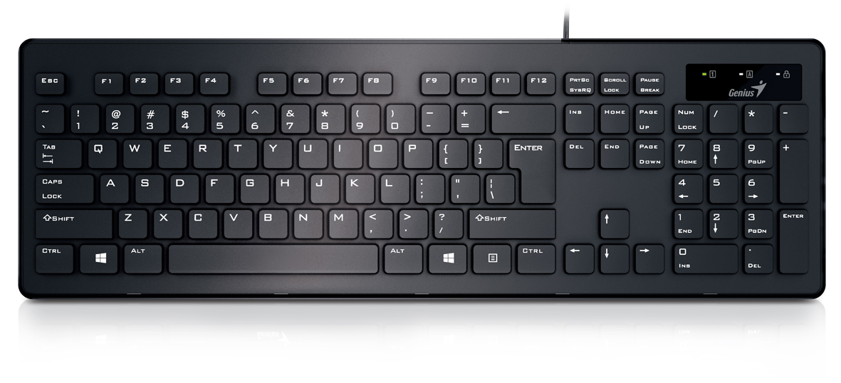 Genius SlimStar 130, Black клавиатураMLA22RU/A Genius SlimStar 130, Black клавиатураMLA22RU/AGenius представляет клавиатуру Genius SlimStar 130. Она выполнена в элегантном черном дизайне, а так жеобладает необходимым набором функций. Тонкая конструкция клавиатуры обеспечивает комфортное положениерук. Особенная структура клавиш обеспечивает превосходную тактильную отдачу, бесшумное нажатие идлительную комфортную работу.