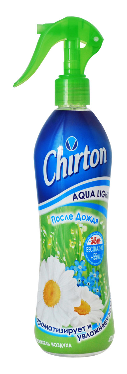Освежитель воздуха Chirton После дождя, 400 мл790009 Освежитель воздуха Chirton После дождя, 400 мл790009Освежитель воздуха Chirton После дождя из серии Aqua Light предназначен дляустранения неприятных запахов и ароматизации воздуха в жилых помещениях, в ванных итуалетных комнатах или в салоне автомобиля.Высокое качество освежителя позволит быстро избавиться от неприятных запахов в любомуголке вашего дома, наполняя его неповторимым ароматом.Товар сертифицирован.