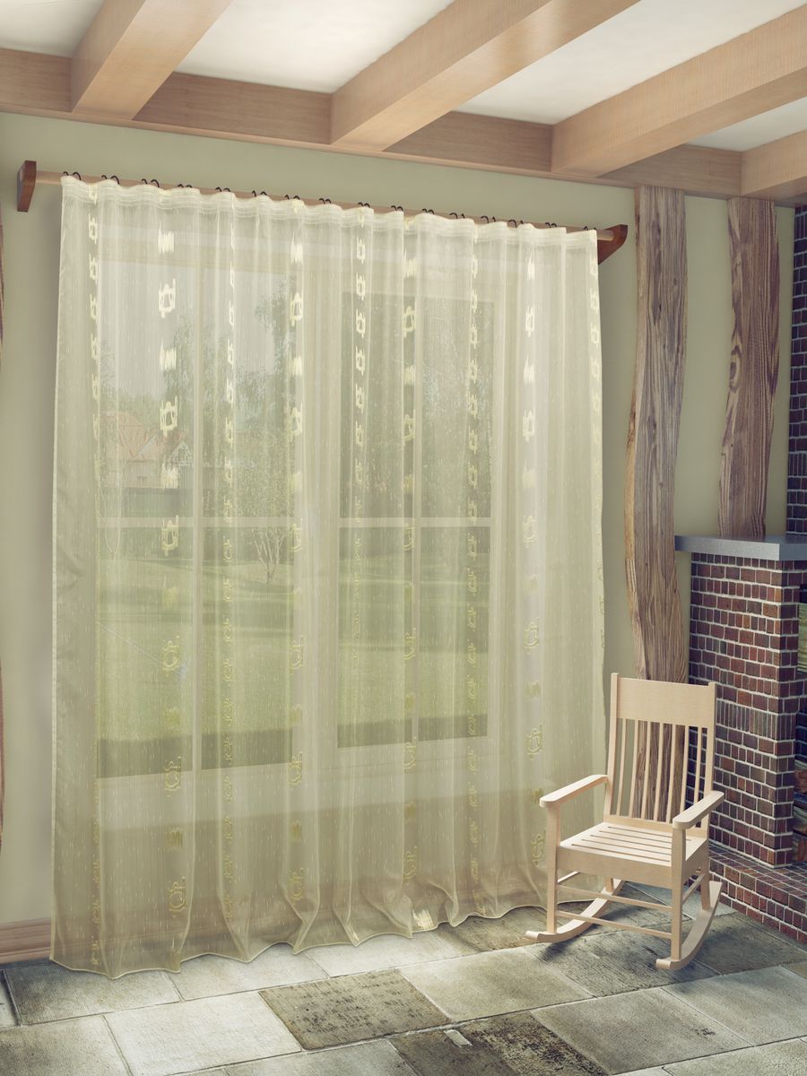Тюль Sanpa Home Collection Женевра, на ленте, цвет: бежевый, высота 260 смS03301004 Тюль Sanpa Home Collection Женевра, на ленте, цвет: бежевый, высота 260 смS03301004Тюль Женевра нежного цвета в классическом исполнении изготовлена из ткани вуаль и жаккард.Воздушная ткань привлечет к себе внимание и идеально оформит интерьер любого помещения.Ткань вуаль - это гладкая, тонкая, полупрозрачная ткань, изготавливаемая из хлопка, шерсти, шёлка или полиэстера путём полотняного переплетения нитей.Крепление к карнизу осуществляется при помощи вшитой шторной ленты.