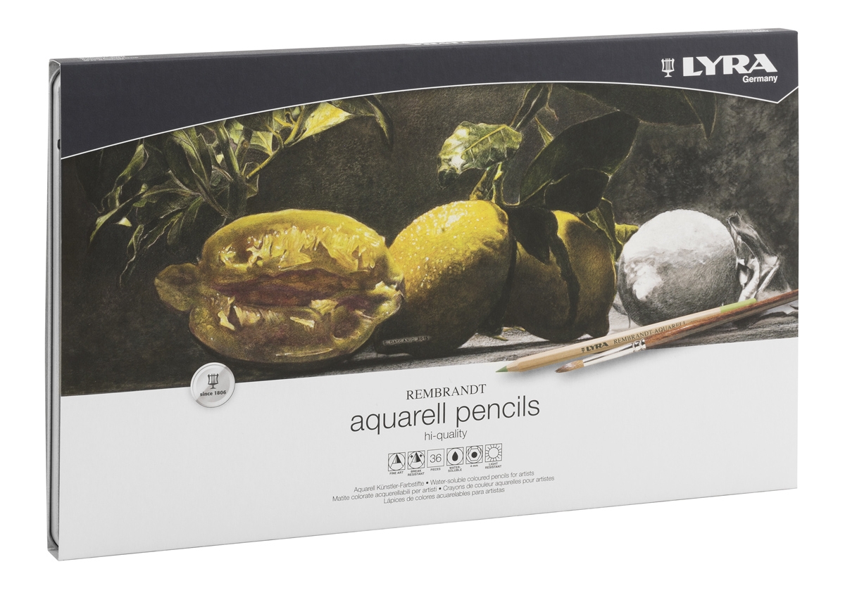 Lyra Набор художественных цветных карандашей Rembrandt Aquarell 36 шт610842 Lyra Набор художественных цветных карандашей Rembrandt Aquarell 36 шт610842Цветовая палитра художественных карандашей Lyra содержит большое разнообразие оттенков. Благодаря качеству пигментов в грифеле карандаша цвета получаются яркими, хорошо смешиваются и почти полностью размываются водой. При работе в этой технике вы сначала рисуете изображение карандашами, а затем с помощью мягкой кисти размываете его водой.Каждый цветной карандаш Rembrandt Aquarell дает выразительный оттенок, устойчивый к выцветанию. Поэкспериментируйте, чтобы добиться различных вариантов прозрачности и непрозрачности.