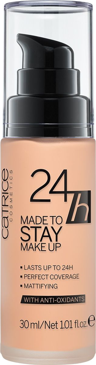 Catrice Тональная основа 24h Made To Stay Make Up 025 Warm Beige темно-бежевый, 104 г1301207 Catrice Тональная основа 24h Made To Stay Make Up 025 Warm Beige темно-бежевый, 104 г1301207Жидкая тональная основа с матирующим эффектом гарантирует стойкость Вашего макияжа до 24 часов. Формула содержит активный комплекс антиоксидантов, который позволяет защитить кожу от негативного воздействия окружающей среды.
