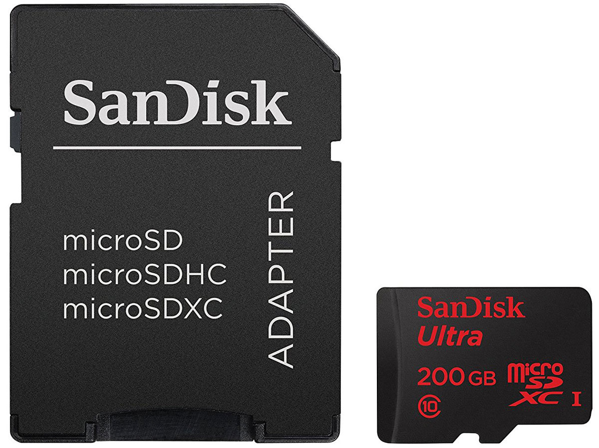 SanDisk Ultra microSDXC UHS-I 200GB карта памяти с адаптером (90 МБ/с)SDCG/32GB SanDisk Ultra microSDXC UHS-I 200GB карта памяти с адаптером (90 МБ/с)SDCG/32GBЗапечатлейте жизнь во всей ее полноте с помощью карты памяти microSD с революционной емкостью — 200 ГБ.Целых 200 ГБ памяти позволят вам не выбирать, что бы удалить. Класс скорости A1 позволяет запускать изагружать приложения быстрее, чем когда-либо. Карты SanDisk совместимы со смартфонами и планшетами под управлением Android, а также фотоаппаратами сосменными объективами.Практически мгновенная передача данных. Теперь вы можете передавать до 1200 фотографий в минутуКарта памяти microSDXC революционно большого объема — 200 ГБ — позволит вам хранить до 24 часов видео вформате Full HD, не беспокоясь, что не хватит места для ваших видео и фото в высоком разрешении, музыки,фильмов и любых других файлов, которые вы хотите сохранить или передать.Приложение SanDisk Memory Zone, доступное в магазине приложений Google Play, предоставляет возможностьпросмотра всех файлов, доступа к ним и их резервного копирования из памяти телефона в заданное место. Этоприложение также может автоматически перемещать файлы с устройства на карту памяти, чтобы освободитьместо.Карты памяти SanDisk Ultra microSD UHS-I отличаются ударопрочностью и водонепроницаемостью, работают пришироком диапазоне температур и защищены от воздействия рентгеновских лучей, поэтому вы можетенаслаждаться любыми приключениями, не беспокоясь о надежности карты памяти.Храните все свои файлы на смартфоне или планшете с картами SanDisk Ultra microSD UHS-I. Кроме того, вкомплекте поставляется адаптер SD, который позволяет обмениваться файлами с устройствами,поддерживающими формат SD, например цифровыми камерами и компьютерами.