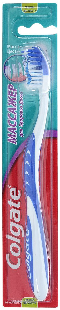 Colgate Зубная щетка Массажер, средней жесткости, цвет синийSB 506 Colgate Зубная щетка Массажер, средней жесткости, цвет синийSB 506Зубная щетка Массажер для здоровья десен. Специально разработана для эффективного удаления зубного налета и массажа десен.Мягкие резиновые щетинки бережно массируют десны, стимулируя кровообращение. Уникальная гибкая головка щетки адаптируется к контурам зубов. Разноуровневые щетинки позволяют эффективно удалять налет и остатки пищи из межзубных промежутков.Товар сертифицирован.