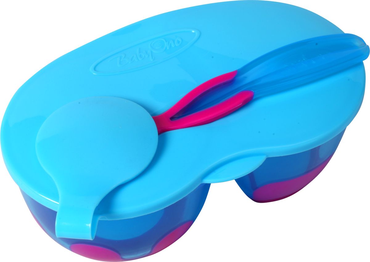 BabyOno Тарелка двухсекционная с ложечкой цвет голубой фуксияПЦ1905ПСЛ BabyOno Тарелка двухсекционная с ложечкой цвет голубой фуксияПЦ1905ПСЛТарелочка с двумя отделениями BabyOno будет незаменима в поездке и на прогулке, она позволит упроститьпроцесс кормления малыша. Тарелочка имеет две секции с перегородками, позволяющие разделить пищу. Сверху тарелка закрывается плотнойэластичной крышкой, исключающей проливание продуктов. Тарелка изготовлена из безопасных материалов,предназначенных для контакта с пищей и не содержит бисфенола А.Дно тарелки дополнено нескользящими вставками, благодаря чему она не упадет, еда не прольется, а ваш малышбудет доволен. В комплект входит небольшая ложечка, практично фиксирующаяся на крышке тарелки.