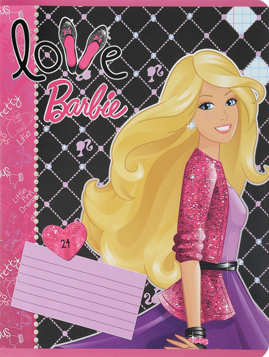 Barbie Тетрадь 24 листа в клетку цвет малиновый фиолетовый05572 Barbie Тетрадь 24 листа в клетку цвет малиновый фиолетовый05572Тетрадь Barbie с красочным дизайном предназначена для младших школьниц.Обложка тетради выполнена из картона с закругленными углами и украшением изображением красавицы Барби.Внутренний блок тетради состоит из 24 листов белой бумаги на двух металлических скрепках, разлинованных в клетку с полями.