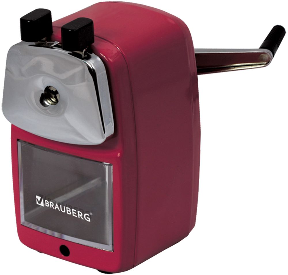 Brauberg Точилка Red PowerFS-54103 Brauberg Точилка Red PowerFS-54103Настольная механическая точилка для карандашей контейнером для стружки. Полностью металлический корпус и механизм. Роликовый нож обеспечивает высокое качество работы и долговечность точилки.• Роликовый нож. • Прочный металлический корпус. • Размер (ВхШхГ) - 12х7х7 см. • Поставляется в нескольких вариантах цвета (без возможности выбора).