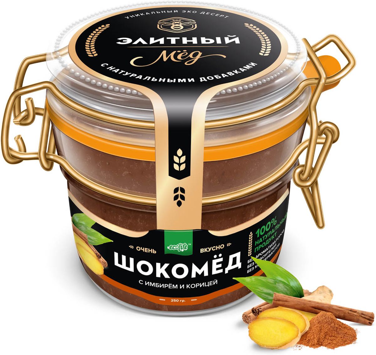 Ecolife Шокомед с имбирем и корицей, 250 г0120710 Ecolife Шокомед с имбирем и корицей, 250 г0120710100% натуральный Экопродукт, имеющий в составе только натуральные ингредиенты. Без красителей. Без ароматизаторов. Без консервантов.