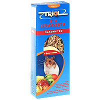 Лакомство для мелких грызунов Triol, с фруктами, 3 шт0120710 Лакомство для мелких грызунов Triol, с фруктами, 3 шт0120710Фруктовое лакомство для грызунов Triol изготовлено из отборного экологически чистого зерна, для поддержания долгой и здоровой жизни всех видов грызунов. Содержит необходимые компоненты и много волокон, что положительно влияет на пищеварение вашего питомца.Лакомство порадует вашу морскую свинку, хомячка или шиншиллу, крысу или мышку и разнообразит его ежедневный рацион.Состав: ячмень, овес, семя подсолнуха, семя конопли, мед, луговые травы, йод в легко усвояемой форме, витамины А, В, В2, В6, D, PP.Товар сертифицирован.