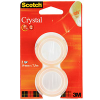 Клейкая лента Scotch Crystal, прозрачная, 2 штFS-00103 Клейкая лента Scotch Crystal, прозрачная, 2 штFS-00103Кристально-прозрачная канцелярская клейкая лента Scotch Cristal с прочным клеящим слоем идеально подходит для работы в офисе, а также для ламинации документов и упаковки подарков. Эта лента легко и бесшумно разматывается и при необходимости легко отрывается руками. Отлично приклеивается, не желтеет и долго хранится. Характеристики: Ширина ленты: 1,9 см. Длина 1 рулона:7,5 м. Размер упаковки:8,7 см х 13,7 см х 1,9 см.