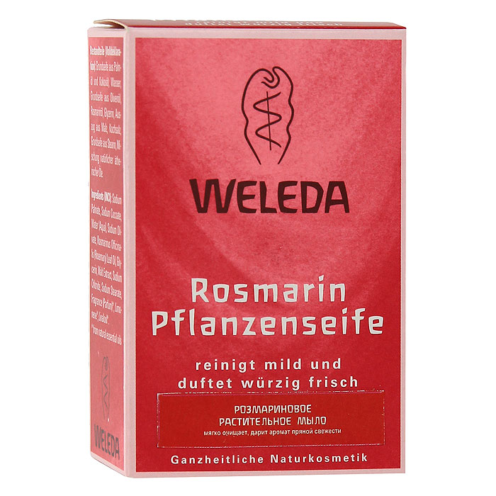 Мыло растительное Weleda Rosmarin, 100 г9882 Мыло растительное Weleda Rosmarin, 100 г9882Растительное мыло Weleda оживляет кожу, очищает и ухаживает за ней. Образует нежную, как крем, пену. Особенно подходит для применения утром. Бодрящее масло розмарина и смесь других масел придают мылу освежающий аромат. Розмарин активизирует кровообращение, пробуждая кожу и даря ей оттенок свежести и здоровья. Характеристики: Вес: 100 г. Размер упаковки: 8,5 см х 5,5 см х 3 см. Производитель: Франция. Артикул: 9882. Товар сертифицирован.