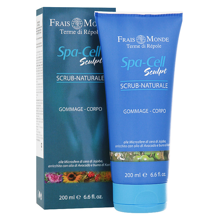 Скраб для тела Frais Monde Spa-Cell Sculpt с маслами жожоба, авокадо и каритэ, натуральный, 200 млБ 63001 Скраб для тела Frais Monde Spa-Cell Sculpt с маслами жожоба, авокадо и каритэ, натуральный, 200 млБ 63001Мягкий скраб Frais Monde Spa-Cell Sculpt эффективно и нежно очищает кожу. Растительные микросферы воска жожоба, входящие в состав скраба, осуществляют глубокую и деликатную чистку, не повреждая кожи. Масла жожоба, авокадо и каритэ смягчают и увлажняют кожу. Кожа приобретает свежий вид, становится гладкой и шелковистой. Применение: нанести небольшое количество скраба на влажную кожу, помассировать ее в течение нескольких минут, а затем тщательно смыть тепловой водой. Характеристики:Объем: 200 мл. Артикул: FMCEL16. Производитель: Италия.Frais Monde - натуральная косметика на основе серной воды Repole. Косметика Frais Monde завоевала Оскар - самую престижную премию в мире косметики и парфюмерии. Качество продукции подтверждено Международной сертификационной системой ISO. Марка Frais Monde занесена в книгу 100 великих имен в косметике. Товар сертифицирован.