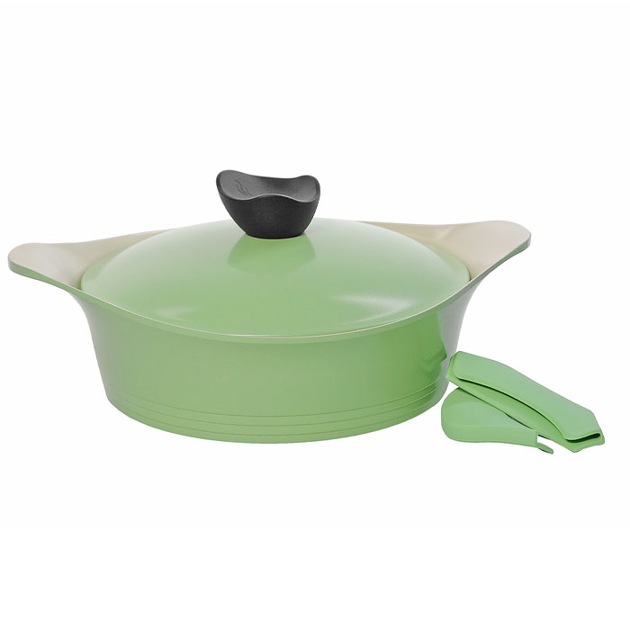 Жаровня Frybest Ever Green с крышкой, 24см, 2,7л, цвет:зеленый/светлое внутр. покрытие GRCY-L24GRCY-L24 Жаровня Frybest Ever Green с крышкой, 24см, 2,7л, цвет:зеленый/светлое внутр. покрытие GRCY-L24GRCY-L24Практичная и удобная жаровня Frybest Ever Green прекрасно подойдет приготовления различных вкусных и полезных блюд. Жаровня изготовлена из высококачественного литого алюминия с керамическим покрытием Ecolon как внутри, так и снаружи. Это покрытие является экологичным, так как состоит только из натуральных компонентов, таких как камень и песок. Благодаря этому в процессе приготовления пищи посуда не выделяет вредные вещества. Инновационное антипригарное покрытие позволяет готовить практически без масла и предохраняет продукты от пригорания. Слой анионов (отрицательно заряженных ионов) обладает антибактериальными свойствами. Они намного дольше сохраняют приготовленную пищу свежей. Также покрытие обладает непревзойденной прочностью и устойчивостью к царапинам, поэтому во время готовки можно использовать металлические аксессуары. Благодаря такому покрытию жаровню легко мыть после использования. Жаровня имеет специальное утолщенное дно для идеальной теплопроводимости. Она...