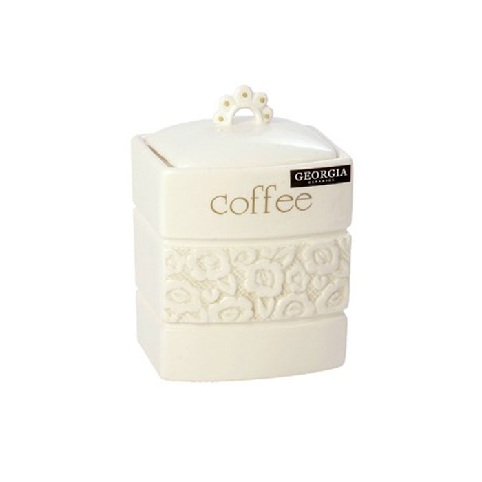Банка для кофе Georgia Coffee 11,5 х 10,5 х 12,5 см 7218560721856 Банка для кофе Georgia Coffee 11,5 х 10,5 х 12,5 см 7218560721856Малая банка Georgia, выполненная из керамики и оформленная оригинальным выпуклым рисунком и надписью Coffe, станет незаменимым помощником на кухне. В ней будет удобно хранить сахар. Емкость легко закрывается крышкой, которая снабжена резиновым кольцом-уплотнителем для лучшей фиксации. Оригинальный дизайн позволит сделать такую емкость отличным подарком на любой праздник. Характеристики: Материал: керамика, резина. Размер банки (без учета крышки): 11,5 см х 10,5 см х 12,5 см. Размер упаковки: 12,5 см х 12 см х 16 см. Производитель: Великобритания. Артикул: 0721856.