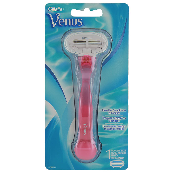 Venus Бритвенный станок с кассетойVNS-75034413 Venus Бритвенный станок с кассетойVNS-75034413Бритвенный станок Venus обеспечит вам комфортное бритье. Ручка имеет специальные вставки из эластомера, благодаря которым бритвенный станок легко и удобно держать в руке. Специальный выступ для упора пальца обеспечивает полный контроль и маневренность при движении бритвенного станка. Три лезвия подарят вам комфортное и чистое бритье. Инновационная плавающая головка легко следует всем изгибам и контурам вашего тела. Она также препятствует чрезмерному давлению, позволяя бритве легко скользить по коже. Смазывающая полоска обеспечит комфортное скольжение бритвенного станка и защитит от порезов, а также подскажет, когда сменить кассету, поменяв свой цвет. Характеристики: Общая длина станка: 14 см. Длина лезвия: 4 см. Комплектация: бритвенный станок, 1 кассета. Производитель: Великобритания. Товар сертифицирован.