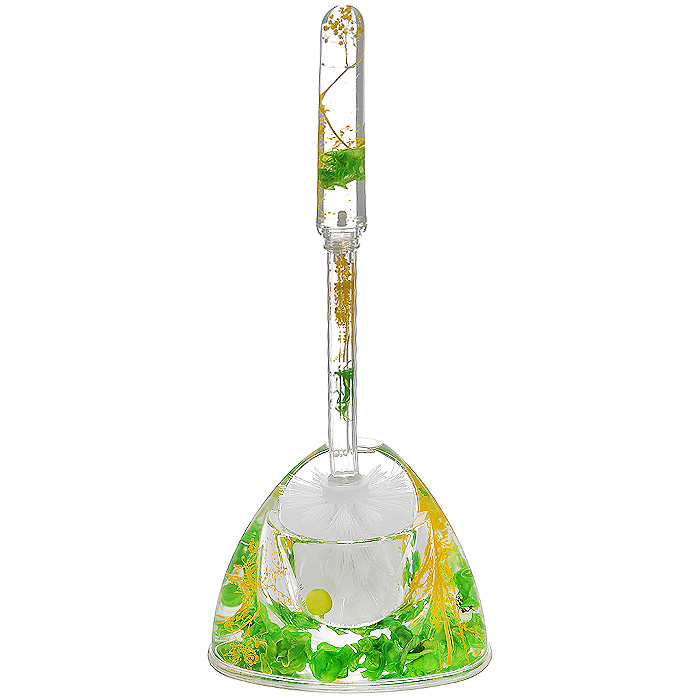 Ершик для унитаза Green GardenUP210DF Ершик для унитаза Green GardenUP210DFЕршик для унитаза Green Garden выполнен из пластика с жестким ворсом. Он хранится в специальной пластиковой подставке. Внутри подставки и ершика прозрачный гелевый наполнитель с зелеными листочками, веточками и ягодами. Ершик отлично чистит поверхность, а грязь с него легко смывается водой.Стильный дизайн изделия притягивает взгляд и прекрасно подойдет к интерьеру туалетной комнаты. Характеристики:Материал: пластик, акрил, гелевый наполнитель. Цвет: зеленый, салатовый, желтый. Длина ершика: 35 см. Размер подставки для ершика: 16,5 см х 12,5 см х 11 см. Размер упаковки: 14 см х 12,5 см х 11,5 см. Производитель: Швеция. Изготовитель: Китай. Артикул: 808-54.