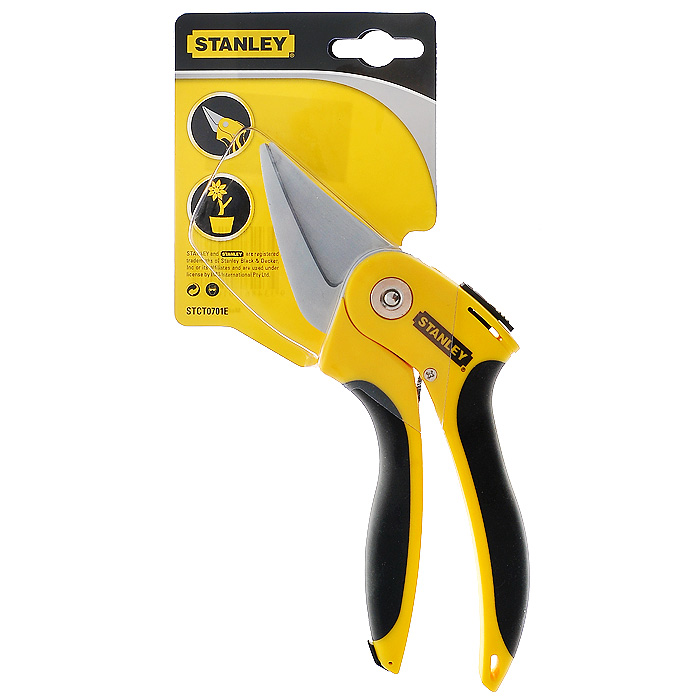 Секатор Stanley для срезки цветовSTCT0701E Секатор Stanley для срезки цветовSTCT0701EСекатор Stanley используется для профессиональной срезки цветов. Лезвия из карбоновой стали с покрытием, предотвращающим налипание. Имеет двухкомпонентную рукоятку. Характеристики: Материал: пластик, сталь. Размеры секатора: 22 см х 13 см х 2 см. Размеры упаковки: 26 см х 14 см х 2 см.