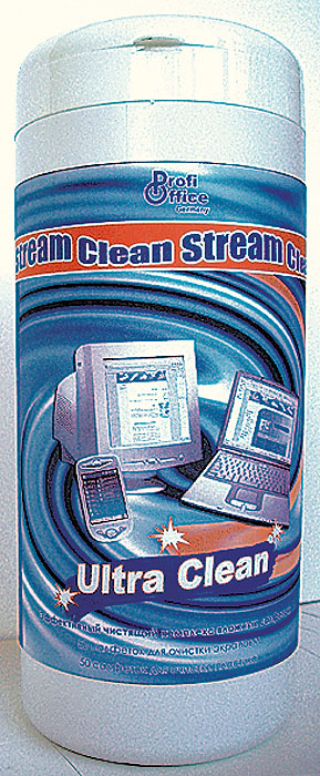 Влажные чистящие салфетки ProfiOffice Clean-Stream, для экранов и мониторов, 100 шт19826 Влажные чистящие салфетки ProfiOffice Clean-Stream, для экранов и мониторов, 100 шт19826Чистящий комплекс Ultra Clean предназначен для удаления грязи с экранов ЖК- мониторов, оптических поверхностей, сканеров, копиров, телевизоров, а также для очистки корпусов мониторов, клавиатур и других пластиковых поверхностей техники. Салфетки обладают антистатическим, дезинфицирующим и антибактериальным эффектом. В пластиковой тубе размещаются: 50 салфеток (синего цвета) предназначенных для очистки пластиковых поверхностей мониторов, клавиатур, мыши и рабочей поверхности стола. 50 салфеток (белого цвета) предназначены для деликатной очистки экранов мониторов. Характеристики: Размер тубы: 8 см х 8 см х 19 см. Количество салфеток: 100 шт. Изготовитель: Россия. Артикул: 19826.