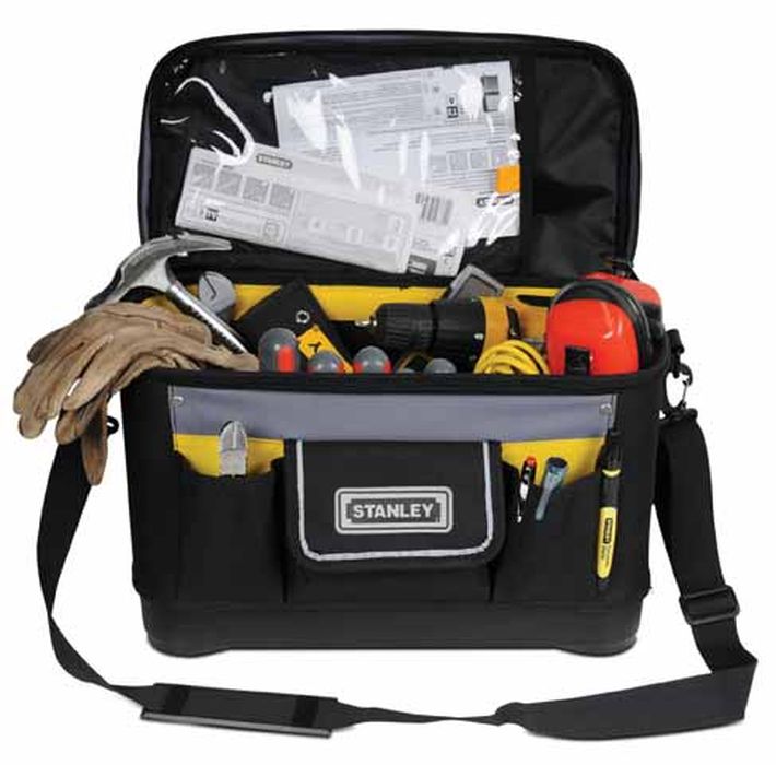 Сумка для инструмента Stanley Basic Stanley Rigid Multipurpose, универсальная, 161-96-193 Сумка для инструмента Stanley Basic Stanley Rigid Multipurpose, универсальная, 161-96-193Сумка Stanley Basic Stanley Rigid Multipurpose служит для хранения и транспортировки ручного инструмента. Изготовлена из высококачественного материала и отличается хорошими прочностными характеристиками. Имеет одно большое отделение, 6 внешних карманов, 1 из которых на липучке, и 15 внешних карманов, где удобно размещаются все необходимые инструменты и аксессуары. Сумку легко и удобно переносить с помощью прочного плечевого ремня. Застегивается на молнию. Имеется прозрачное отделение для хранения документов и водонепроницаемое пластмассовое дно. Характеристики: Материал: полиэстер, пластик. Размер сумки: 44 см х 25 см х 26 см. Размер упаковки: 44 см х 25 см х 26 см.