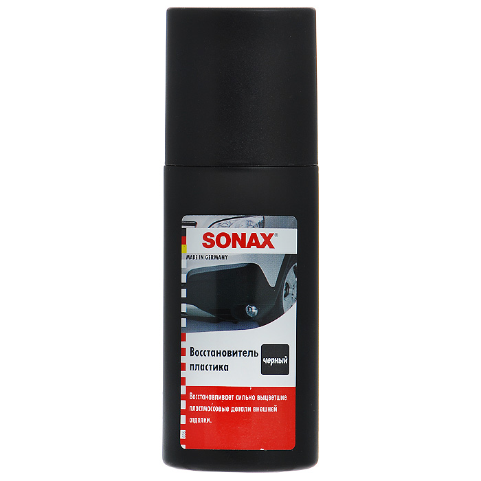Восстановитель черного пластика Sonax, 100 мл409100 Восстановитель черного пластика Sonax, 100 мл409100Восстановитель Sonax представляет собой высокоадгезивный лак на водной основе, предназначенный для восстановления цвета сильно выцветших пластмассовых деталей. Характеристики: Объем: 100 мл. Артикул: 409100. Товар сертифицирован.