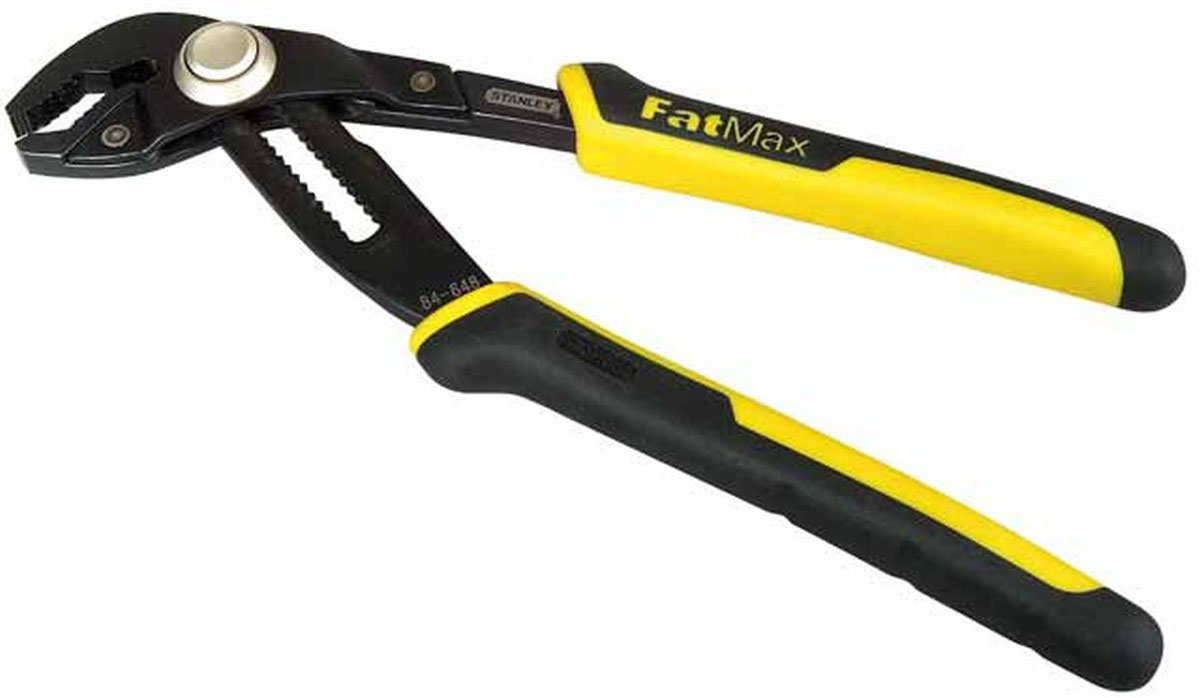 Клещи переставные Stanley FatMax, 300 мм0-84-649 Клещи переставные Stanley FatMax, 300 мм0-84-649Клещи переставные Stanley FatMax используются для захвата и надежного удержания предметов различных размеров и форм. Клещи имеют эргономичные двухкомпонентные ручки. Имеют механизм регулировки. Характеристики: Материал: пластик, металл. Длина клещей: 31 см. Максимальный зажим: 7 см. Размер упаковки: 35 см х 9 см х 3 см.