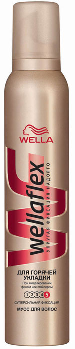 Wellaflex Мусс для укладки волос Для горячей укладки, супер-сильная фиксация, 200 млWF-81238976 Wellaflex Мусс для укладки волос Для горячей укладки, супер-сильная фиксация, 200 млWF-81238976Мусс для укладки волос Wellaflex Для горячей укладки обеспечивает упругую фиксацию и упругость прически до 24 часов. Не склеивает волосы, не сушит их, помогает сохранить эластичность волос и защитить от УФ-лучей. Легко удаляется при расчесывании. Характеристики: Объем: 200 мл. Артикул: 99497216. Производитель: Германия. Товар сертифицирован.