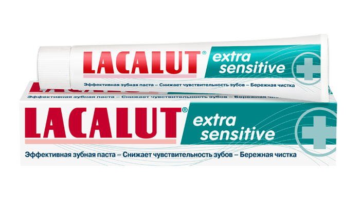 Lacalut Зубная паста Extra Sensitive, 50 мл1598004802 Lacalut Зубная паста Extra Sensitive, 50 мл1598004802Зубная паста Lacalut Extra Sensitive - cверхмощное действие при гиперчувствительности зубов. За счет ацетата стронция запечатывает открытые дентинные канальцы, препятствуя воздействию раздражителей. За счет хлорида калия блокирует проведение болевых нервных импульсов. Интенсивно и атравматично реминерализует эмаль зубов. Моментально блокирует возникновение болезненных ощущений. Характеристики: Объем: 50 мл. Артикул: 666040. Производитель: Германия. Товар сертифицирован.