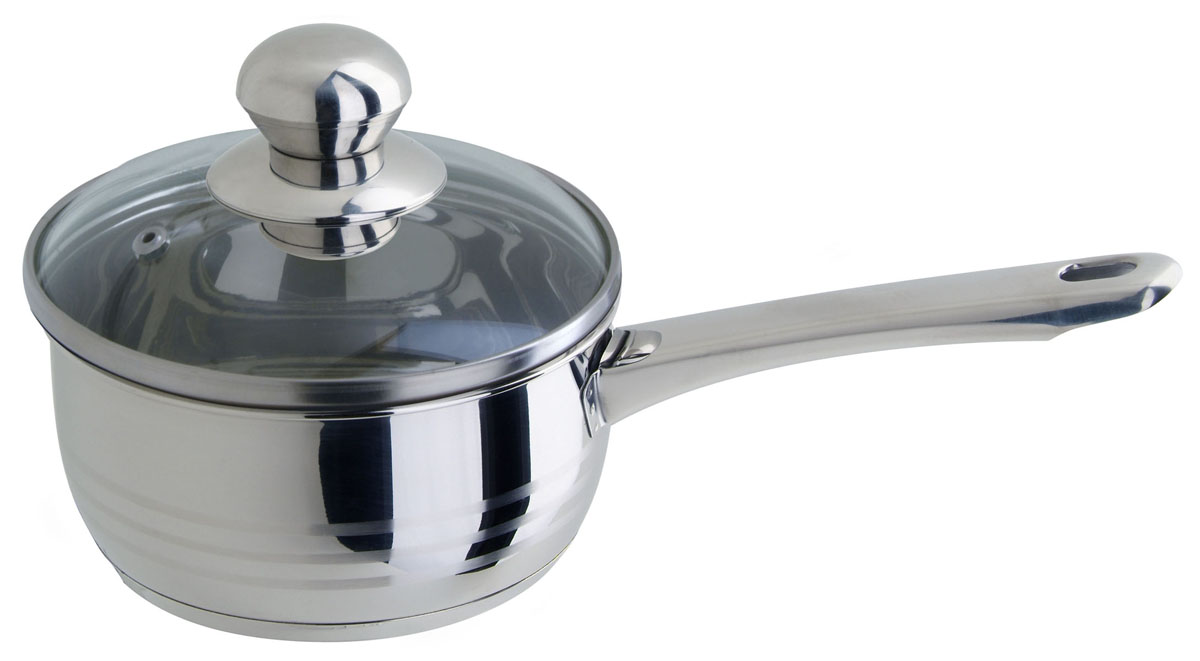Ковш Reent inox Luna Vitro, со стеклянной крышкой, 1,5 л93-Lv01 Ковш Reent inox Luna Vitro, со стеклянной крышкой, 1,5 л93-Lv01Ковш Regent Inox Luna Vitro выполнен из высококачественной нержавеющей стали с комбинированым полированием. Крышка, изготовленная из термостойкого боросиликатного стекла, снабжена металлическим ободком для прочности и более плотного закрывания, а также отверстием для выпуска пара. В ковше Regent Inox Luna Vitro, изготовленном из экологически чистого материала, можно готовить без масла или жира, в этой посуде сохраняются все полезные свойства продуктов и естественные вкусовые качества. Оптимальное соотношение толщины дна и стенок посуды обеспечивает равномерное распределение тепла, экономит энергию, делает посуду устойчивой к деформации. Многослойное капсулированное дно аккумулирует тепло, способствует быстрому закипанию и приготовлению пищи даже при небольшой мощности конфорок. Крепление ручек посуды к корпусу методом точечной сварки обеспечивает минимальный нагрев, прочность и надежность. Ковш Regent Inox Luna Vitro подходит для всех видов кухонных плит, кроме...