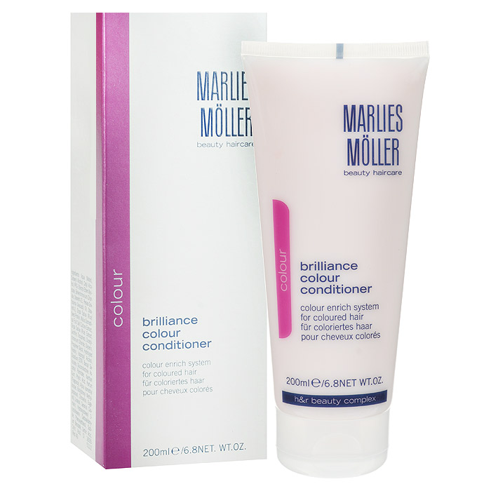 Marlies Moller Кондиционер Brilliance Colour для окрашенных волос, 200 мл21012MM Marlies Moller Кондиционер Brilliance Colour для окрашенных волос, 200 мл21012MMИнтенсивный ухаживающий крем-кондиционер. Закрывает кутикулу, восстанавливает поврежденные волосы. Делает их послушными, эластичными и блестящими. Облегчает расчёсывание. Защищает волосы от вредного воздействия УФ лучей. Укрепляет корни волос, приостанавливает появление седых волос. Не содержит силиконы. После применения шампуня, нанесите небольшое количество кондиционера, размером с 1-2 лесных ореха, в зависимости от длинны волос на кончики волос. Оставьте на несколько минут и затем тщательно смойте.