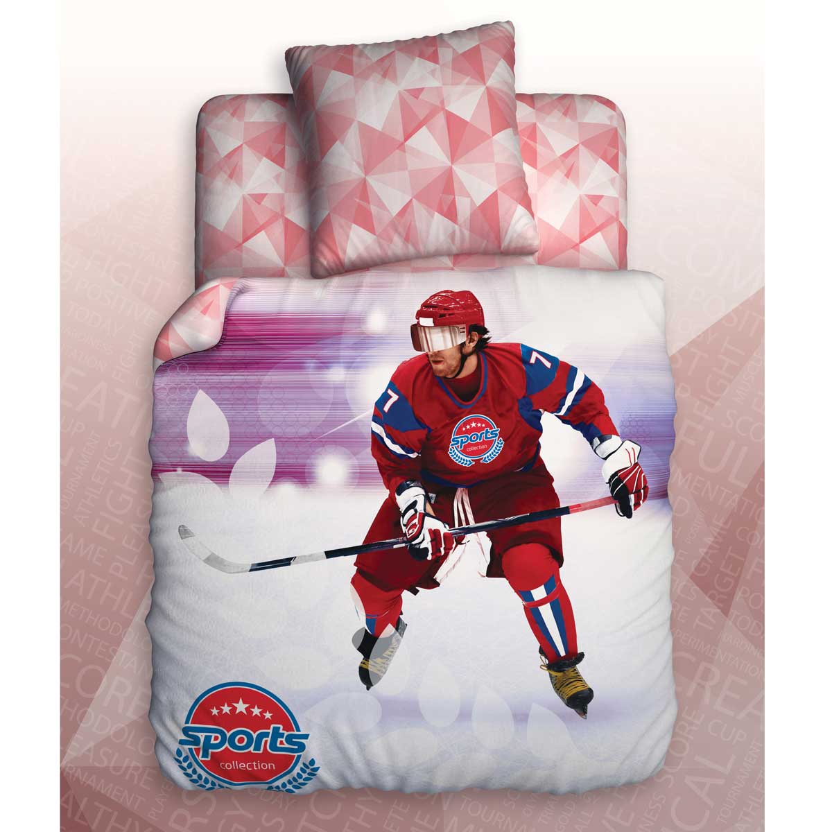 Комплект белья Unison Teens Sport. Hockey (1,5 КПБ, биоматин, наволочка 70х70), рис.11433/11434 вид 1244722 Комплект белья Unison Teens Sport. Hockey (1,5 КПБ, биоматин, наволочка 70х70), рис.11433/11434 вид 1244722Комплект постельного белья Unison Teens Sport. Hockey состоит из пододеяльника, простыни и 1 наволочки. Пододеяльник украшен рисунком хоккеиста на льду. Коллекция постельного белья Unison отличается объемным рисунком, выполненным в уникальной технике 3D. Увлекательные яркие сюжеты, переплетение реальностей и желаний, Unison поможет стать ближе к своим мечтам! Ваш свободолюбивый характер и жажда приключений проявляется во всем, даже в дизайне вашей спальни. Сны на таком постельном белье будет полны приключений. А ваши друзья похвалят ваш вкус. Натуральная, плотная и легкая ткань Биоматин - это 100% хлопок высшего качества. Постельное белье из Биоматина обладает такими качественными характеристиками, как: прочность, легкость, мягкость, гипоаллергенность, способность сохранять цвет и выдерживать большое количество стирок. Постельное белье отшивается на полностью автоматическом оборудовании, что является залогом великолепного качества пошива и четкого соблюдения стандартов....