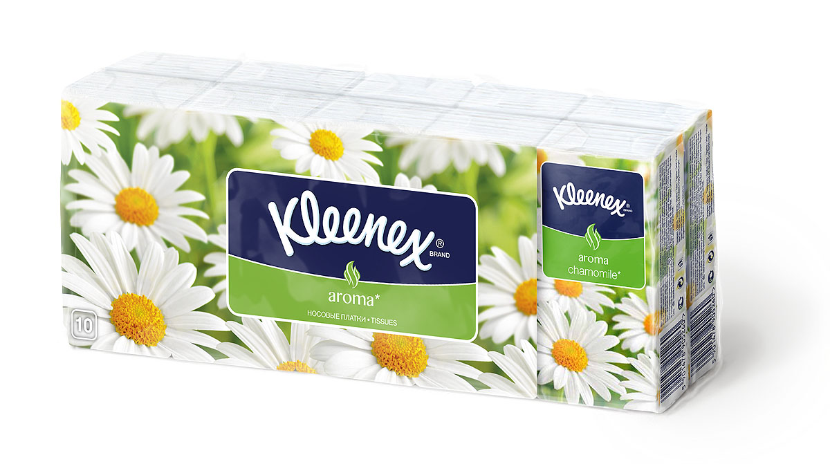 Kleenex Бумажные платочки Ромашка, ароматизированные, 10 х 10 шт9470130 Kleenex Бумажные платочки Ромашка, ароматизированные, 10 х 10 шт9470130Мягкие платочки Kleenex с приятным запахом ромашки напомнят вам о лете и помогут бороться со стрессами и плохим настроением. Характеристики: Количество: 10 х 10 шт. Размер платка: 21 см х 20 см. Артикул: 9470130. Производитель: Венгрия.