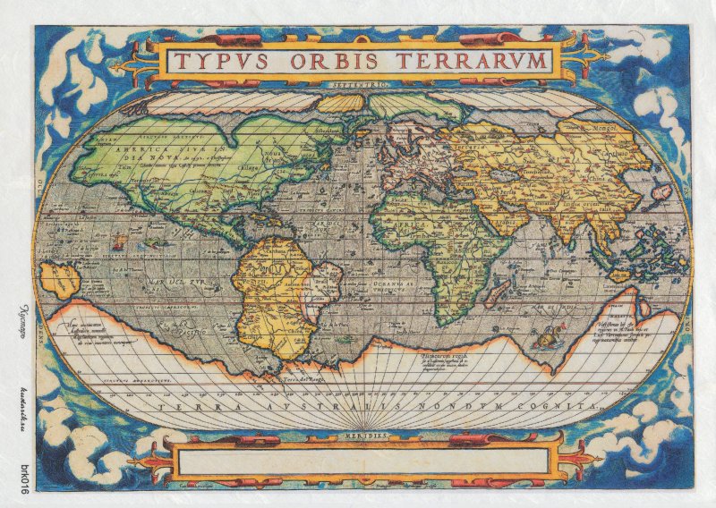Рисовая карта для декупажа Кустарь Старинная карта мира №3, 21 см х 29 смAM400016 Рисовая карта для декупажа Кустарь Старинная карта мира №3, 21 см х 29 смAM400016Рисовая бумага - мягкая бумага с выраженной волокнистой структурой легко повторяет форму любых предметов. При работе с этой бумагой вам не потребуется никакой дополнительной подготовки перед началом работы. Вы просто вырезаете или вырываете нужный фрагмент, и хорошо проклеиваете бумагу на поверхности изделия. Рисовая карта для декупажа идеально подходит для стекла. В отличие от салфеток, при наклеивании декупажные карты практически не рвутся и совсем не растягиваются. Клеить их можно как на светлую, так и на темную поверхность. Для новичков в декупаже - это очень удобно и гарантируется хороший результат. Поверхность, на которую будет клеиться декупажная карта, подготавливают точно так же, как и для наклеивания салфеток, распечаток и т.д. Мотив вырезаем точно по контуру и замачиваем в емкости с водой, обычно не больше чем на одну минуту, чтобы он полностью впитал воду. Вынимаем и промакиваем бумажным или обычным полотенцем с двух сторон. Равномерно наносим клей на оборотную...