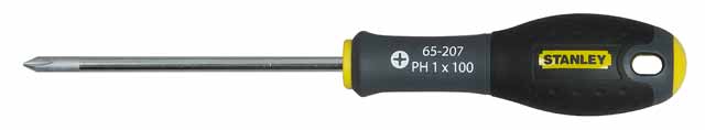 Отвертка крестовая Stanley FatMax, PH3 х 150 мм1-65-316 Отвертка крестовая Stanley FatMax, PH3 х 150 мм1-65-316Отвертка крестовая Stanley FatMax предназначена для монтажа/демонтажа резьбовых соединений с применением значительных усилий. Особенности: Стержень изготовлен из хромованадиевой стали для высокой прочности и уменьшения вероятности сколов; Рукоятка отлита поверх стержня, что образует практически неразрушимое соединение деталей; Большая удобная рукоятка обеспечивает большой момент и максимальный комфорт при работе; Сужение рукоятки обеспечивает более высокий уровень контроля отвертки, когда требуется повышенная скорость и точность прикладываемого момента; Дробеструйная обработка помогает защитить жало от коррозии и прикладывать больший момент; Гладкий куполовидный край рукоятки обеспечивает высокую скорость и комфорт при работе; Цветовая маркировка рукоятки помогает правильно идентифицировать тип отвертки под соответствующий шлиц. Характеристики: Материал: пластик, металл. Длина жала: 15 см. Длина...