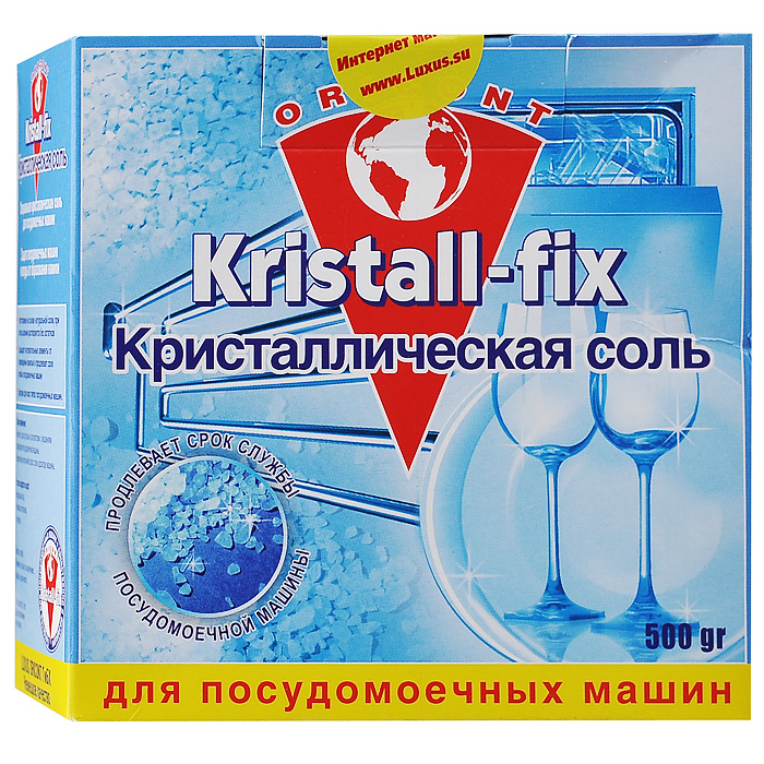 Кристаллическая соль для ПММ Kristall-fix, 500 г391602 Кристаллическая соль для ПММ Kristall-fix, 500 г391602Специальная кристаллическая соль для посудомоечных машин Люксус Кристалл Фикс (Luxus Kristall-fix) предназначена для защиты машины и посуды от образования накипи. Защищает нагревательные элементы от повреждений накипью и продлевает срок службы посудомоечных машин. Пригодна для посудомоечных машин всех типов. Изготовлена на основе натуральной соли. При использовании растворяется без остатков. Значительно понижает жесткость воды.Способ применения: Наполните дозатор солью в соответствии с указаниями производителя посудомоечной машины. Периодически пополняйте запас соли в дозаторе машины. Характеристики: Вес: 500 г.Размер упаковки: 13 см х 6,5 см х 13 см.Состав: натуральная соль.