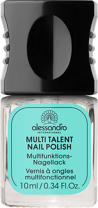 Alessandro Универсальное средство для ногтей 9 в 1 Multi Talent Nail Polish, 10 мл03-013 Alessandro Универсальное средство для ногтей 9 в 1 Multi Talent Nail Polish, 10 мл03-013Средство для ногтей 9 в 1 Alessandro Multi Talent Nail Polish сочетает в себе различные функции: базовое покрытие, укрепление ногтей, защитное покрытие для сохранения цветного, верхнее покрытие, глянцевое покрытие, средство для закрепления лака, защита от УФ-лучей и средство, ускоряющее высыхание лака.