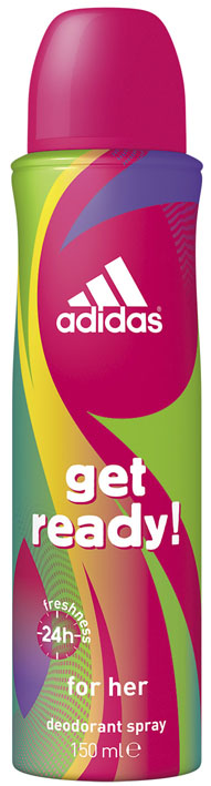 Adidas Дезодорант-спрей Get Ready!, женский, 150 мл34000936770 Adidas Дезодорант-спрей Get Ready!, женский, 150 мл34000936770Дезодорант-спрей Adidas Get Ready! для нее - это прекрасное сочетание ухода и защиты от пота. Легкий цветочно-фруктовый аромат, его яркое звучание придется по вкусу активным и жизнерадостным девушкам! Пирамида аромата : Верхние ноты: арбуз, гранат, бразильский апельсин. Ноты сердца: молекула Karmaflor, водяная лилия, сахарный бамбук. Базовые ноты: кедровые и мускусные ноты, амбра. Характеристики: Объем: 150 мл. Товар сертифицирован.