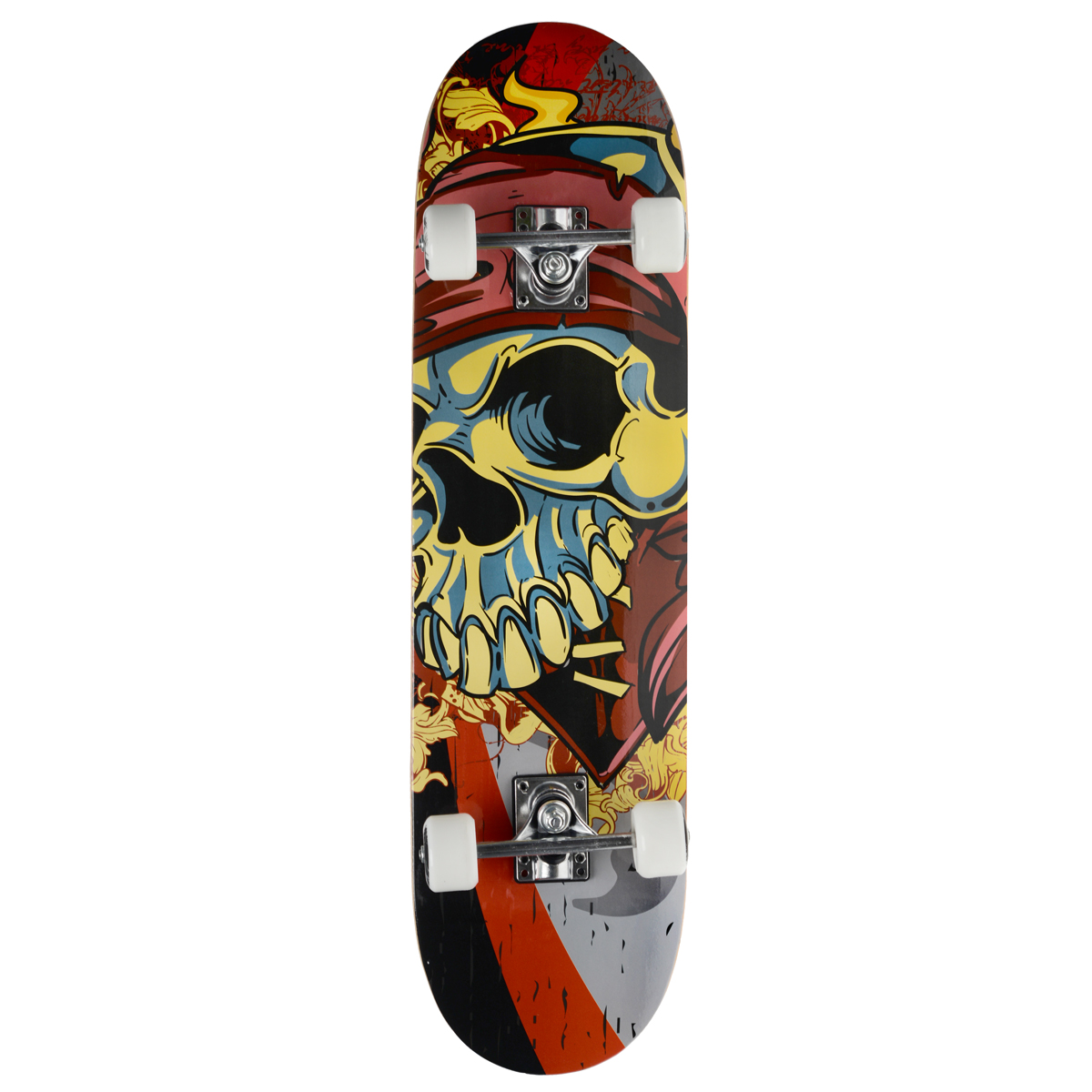 Скейтборд MaxCity Pirate, цветной принт, дека 79 см х 20 см2770960904011 Скейтборд MaxCity Pirate, цветной принт, дека 79 см х 20 см2770960904011Cкейтборды MaxCity – это самый подходящий вариант для начинающих скейтбордистов и просто любителей. Качественные материалы изготовления дадут вам полностью ощутить удовольствие от катания, а надежные комплектующие позволят выполнять несложные трюки без риска повредить доску. MaxCity – это качество по приемлемой цене. Нижняя часть деки украшена оригинальным рисунком.