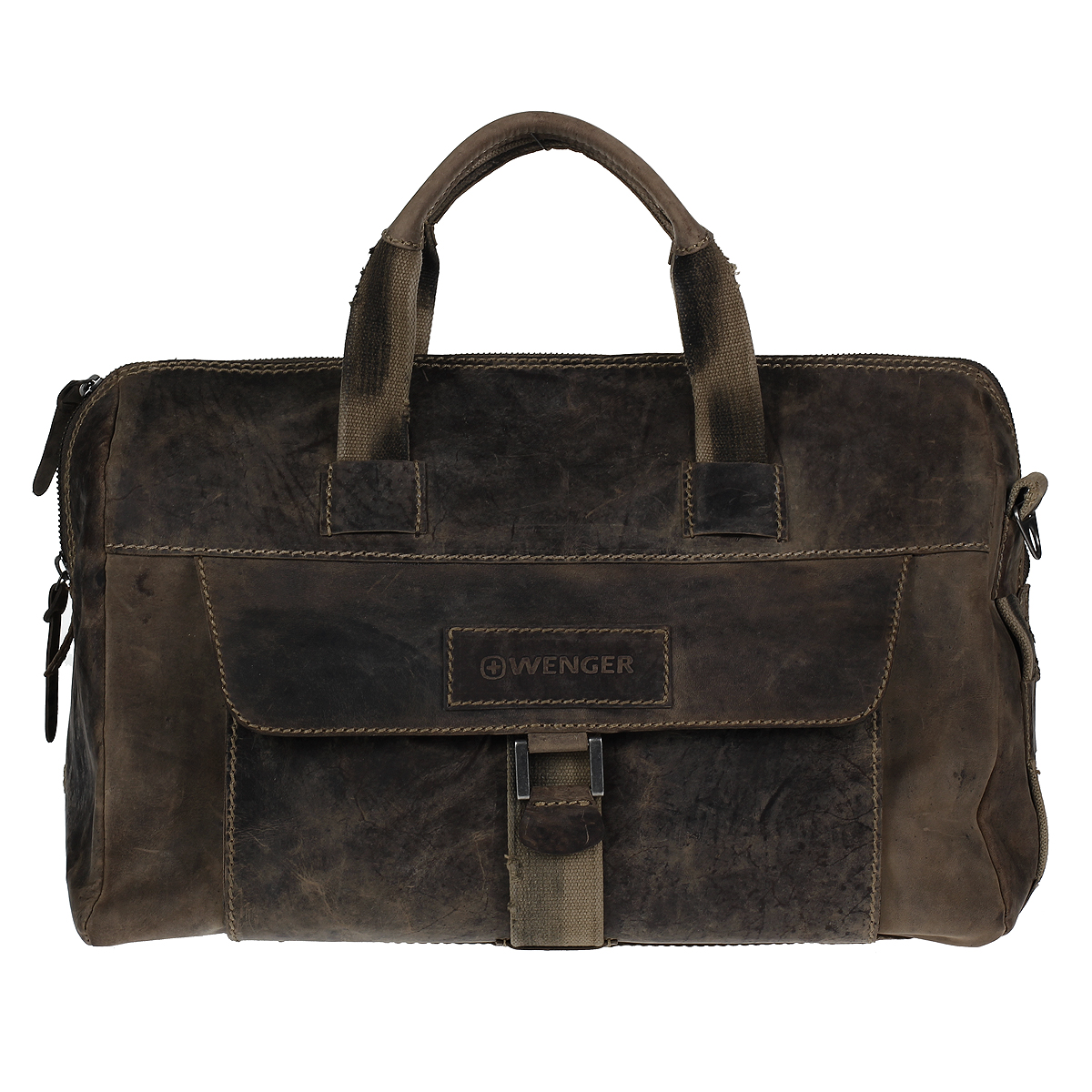 Сумка дорожная мужская Wenger Stonehide, цвет: светло-коричневый. W16-09W16-09 Сумка дорожная мужская Wenger Stonehide, цвет: светло-коричневый. W16-09W16-09Мужская дорожная сумка в стиле casual Wenger Stonehide изготовлена из высококачественной натуральной кожи светло-коричневого цвета. Кожа серии Stonehide - это крепкая, эластичная бычья кожа, обработанная по традиционной технологии - грубые швы, состаренные ремни. Потертый внешний вид делает изделие уникальным и создает специфический эффект старины. Сумка по всей поверхности оформлена стежками бежевого цвета. Сумка имеет одно основное отделение, которое закрывается на застежку-молнию. Внутри содержится два накладных кармашка, два держателя для ручек, вшитый карман на молнии и 6 кармашков для пластиковых карт или визиток. Внутренняя поверхность отделана полиэстером коричневого цвета. С лицевой стороны сумки расположено отделение для планшета, закрывающееся клапаном на магнитную кнопку. С задней стороны сумки расположено дополнительное отделение на молнии. Изделие оснащено двумя удобными короткими ручками и отстегивающимся плечевым ремнем регулируемой длины из плотного...