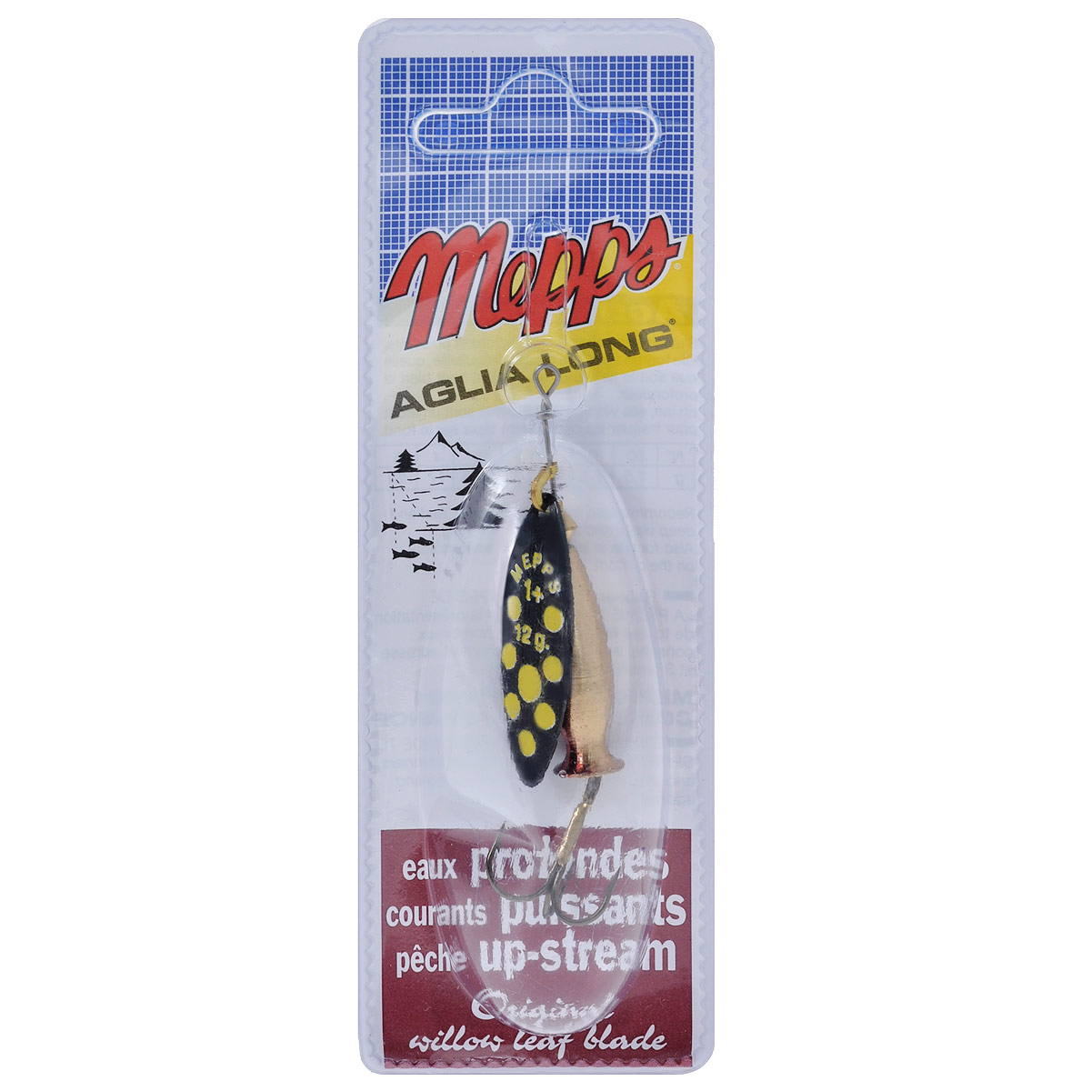 Блесна Mepps Aglia Long Heavy Ag Pts Rouge, вращающаяся, №1+, 12 г7203 Блесна Mepps Aglia Long Heavy Ag Pts Rouge, вращающаяся, №1+, 12 г7203Вращающаяся блесна Mepps Aglia Long Heavy Ag Pts Rouge, благодаря своему «ивовому» лепестку и более тяжелому весу хорошо держит медленное и стабильное вращение на самых сильных течениях. Она рекомендуется для плотных потоков, быстрой и глубокой воды и для ловли против течения. Также блесна хороша и для использования в озерах при охоте на донных хищников, которые не реагируют на быстроходные приманки. Груз-сердечник «Aglia Long Heavy AG-AG/RGE» состоит из пулевидного тела и хвостового раструба. Именно хвост-стабилизатор обеспечивает устойчивое горизонтальное движение приманки. И не только при большой скорости проводки, но и при средней, что само по себе уже большая редкость для утяжеленных «вращалок».