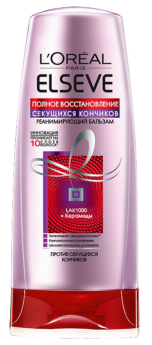 LOreal Paris Elseve Бальзам-ополаскиватель Эльсев, Полное восстановление секущихся кончиков, для ослабленных или поврежденных волос, 200 млFS-00897 LOreal Paris Elseve Бальзам-ополаскиватель Эльсев, Полное восстановление секущихся кончиков, для ослабленных или поврежденных волос, 200 млFS-00897Обогащённый концентратами активных компонентов бальзам для волос направлен на борьбу с повреждёнными кончиками. Так, LAK1000, проникая внутрь волосяных волокон, восстанавливает все 10 слоёв, устраняя причины появления новых секущихся кончиков. А входящие в состав керамиды действуют на повреждённые волокна с внешней стороны, заполняя и запечатывая их.