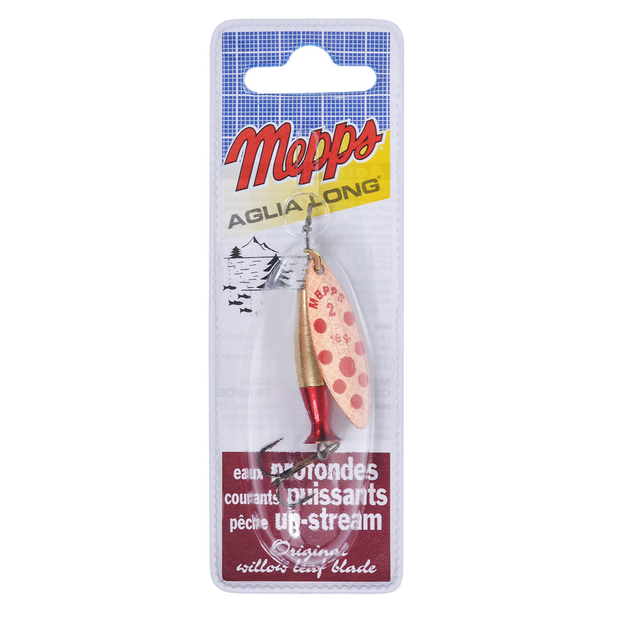 Блесна MEPPS Aglia Long Heavy Cu Pts Rouge, вращающаяся, №2, 16 г7196 Блесна MEPPS Aglia Long Heavy Cu Pts Rouge, вращающаяся, №2, 16 г7196Вращающаяся блесна Mepps Aglia Long Heavy Cu Pts Rouge, благодаря своему «ивовому» лепестку и более тяжелому весу хорошо держит медленное и стабильное вращение на самых сильных течениях. Она рекомендуется для плотных потоков, быстрой и глубокой воды и для ловли против течения. Также блесна хороша и для использования в озерах при охоте на донных хищников, которые не реагируют на быстроходные приманки. Груз-сердечник Aglia Long Heavy AG-AG/RGE состоит из пулевидного тела и хвостового раструба. Именно хвост-стабилизатор обеспечивает устойчивое горизонтальное движение приманки. И не только при большой скорости проводки, но и при средней, что само по себе уже большая редкость для утяжеленных вращалок.