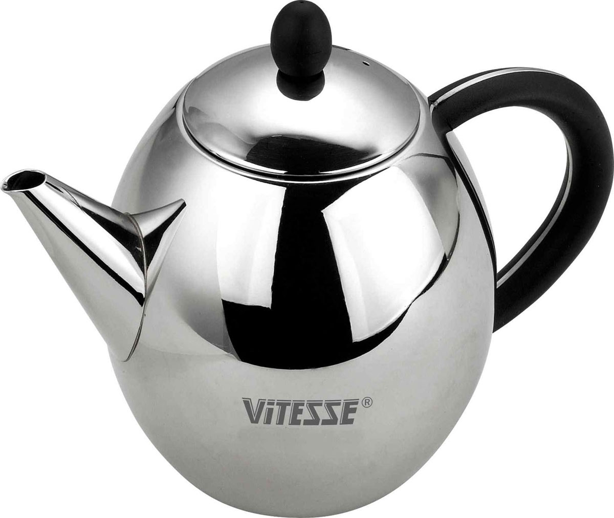 Чайник заварочный Vitesse Natalie, с ситечком, 0,8 лVS-1237 Чайник заварочный Vitesse Natalie, с ситечком, 0,8 лVS-1237Заварочный чайник Vitesse Natalie, выполненный из высококачественной нержавеющей стали 18/10 с зеркальной полировкой, предоставит вам все необходимые возможности для успешного заваривания чая. Чай в таком чайнике дольше остается горячим, а полезные и ароматические вещества полностью сохраняются в напитке. Чайник снабжен вынимающимся фильтром-ситечко с ручкой, что делает его чрезвычайно удобным в использовании. Эстетичный и функциональный, с эксклюзивным дизайном, чайник будет оригинально смотреться в любом интерьере. Чайник пригоден для мытья в посудомоечной машине. Высота чайника (без учета крышки): 12 см. Диаметр чайника по верхнему краю: 6,5 см. Размер ситечка: 5,5 см х 5,5 см х 5 см.