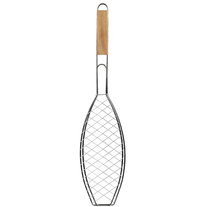 Решетка для рыбы Top-Style2001-BBQ Решетка для рыбы Top-Style2001-BBQРешетка-гриль Top-Style предназначена для приготовления рыбы на углях. Изготовлена из высококачественной стали. Идеально подходит для мангалов и барбекю. Решетка имеет широкое фиксирующее кольцо на ручке, что обеспечивает надежную фиксацию. Деревянная ручка предохраняет руки от ожогов, а также удобна для обхвата двумя руками, что позволяет легко переворачивать решетку.
