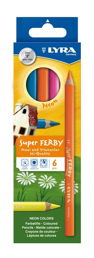 Цветные карандаши Lyra Super Ferby Neon, 6 цветовL3721063 Цветные карандаши Lyra Super Ferby Neon, 6 цветовL3721063Цветные карандаши Lyra Super Ferby Neon непременно понравятся вашему юному художнику. Набор включает в себя 6 ярких насыщенных неоновых цветных карандаша. Имеют эргономичную округло-треугольную форму, которая подходит для раннего развития ребенка. Карандаши изготовлены из натурального сертифицированного дерева, экологически чистые. Имеют ударопрочный неломающийся высокопигментный грифель, не требующий сильного нажатия. Легко затачиваются. Порадуйте своего ребенка таким восхитительным подарком! В комплекте: 6 карандашей.