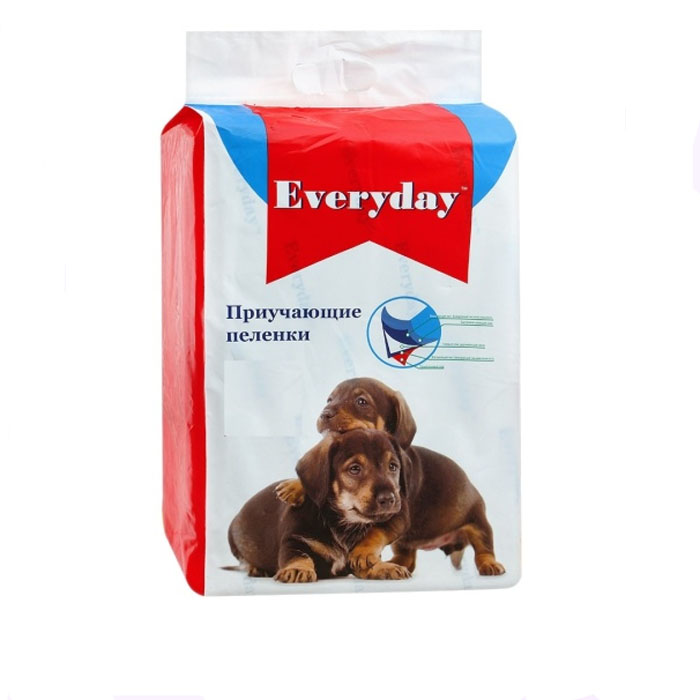 Пеленки приучающие для животных Everyday, гелевые, 60 см х 60 см, 10 шт56493/ED606010 Пеленки приучающие для животных Everyday, гелевые, 60 см х 60 см, 10 шт56493/ED606010Everyday - впитывающие пеленки для животных на гелевой основе для приучения к туалету. Эти одноразовые пеленки для животных созданы из экологически чистых натуральных материалов. Пеленки состоят из трех слоев. Впитывающая поверхность пеленки выполнена из гидрофильного нетканого натурального материала. Впитывающий средний слой японского производства, состоящий из 100% распущенной хлопковой целлюлозы. Впитывающий материал равномерно распределен внутри изделия. Целлюлоза хорошо впитывает жидкость и запах, и равномерно распределяет влагу внутри пеленки. Нижний слой состоит из биоразлагаемого полиэтилена низкой плотности (для утилизации с бытовыми отходами), который препятствует протеканию жидкости. На нижнем слое по диагонали нанесен синий принт названия торговой марки Every Day. Края пеленки плотно закреплены с четырех сторон, поэтому она может располагаться как вдоль поверхности, так и поперек, а также по диагонали. Благодаря особому неуловимому зхапаху свежей травы...