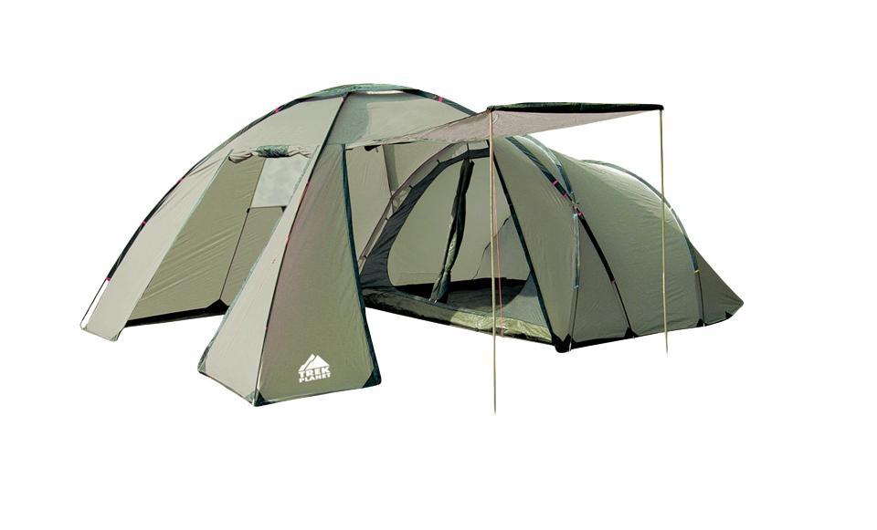 Палатка Trek Planet MONTANA 470240 Палатка Trek Planet MONTANA 470240Четырехместная двухслойная семейная палатка TREK PLANET Montana 4 с отличной вентиляцией и огромным внутренним помещением, позволяющим расположиться внутри всей семьей или небольшой компании отдыхающих - отличный выбор для семейного кемпинга и отдыха на природе. ОСОБЕННОСТИ МОДЕЛИ: - Тент палатки из полиэстера с пропиткой PU надежно защищает от дождя и ветра. Все швы проклеены. - Большое и высокое внутреннее помещение, где свободно размещается кемпинговый стол и стулья на 4-5 человек. - Отличная потолочная система вентиляции в тамбуре. - Обзорное окно со шторкой во внутреннем помещении. - Большой выносной козырек на металлических стойках. - Защитная юбка из армированного полиэтилена по периметру внутреннего помещения. - Дуги из прочного стеклопластика. - Внутренняя палатка из дышащего полиэстера, обеспечивают вентиляцию помещения и позволяют конденсату испаряться, не проникая внутрь палатки. - Дно из прочного водонепроницаемого...