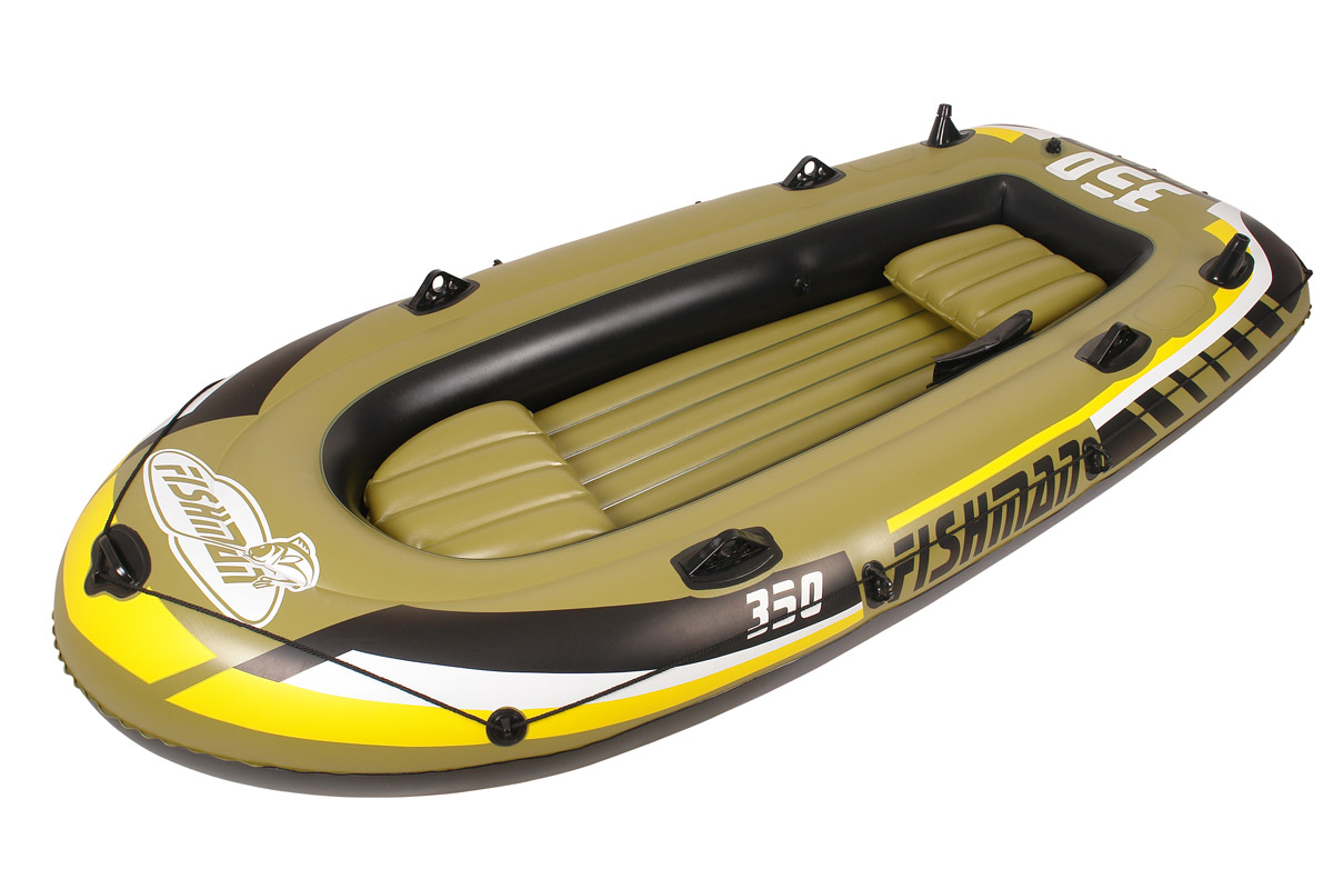 Лодка надувная Jilong Fishman 350 Set, с веслами и насосом, цвет: темно-зеленый, 305 см х 136 см х 42 смJL007209-1N Лодка надувная Jilong Fishman 350 Set, с веслами и насосом, цвет: темно-зеленый, 305 см х 136 см х 42 смJL007209-1NЛодка отлично подходит для рыбалки, плавания по речкам и озерам. Материал лодки имеет высокую прочность. Он стоек к воздействию бензина, морской воды. В комплектацию входит трос. На лодку есть возможность установить мотор. Для этого нужно докупить транец. По бокам лодки установлены держатели для весел и удочек. Особенности: Алюминиевые весла; Ручной насос; Надувной пол; Двухуровневые сидения; Возможна подвеска электромотора; Держатели для удочек; Крепление для весел; Держатель для весел; Стропа по периметру лодки; 2-х камерная конструкция лодки для большей безопасности; Самоклеящаяся заплатка в комплекте. Характеристики: Размер лодки: 305 см х 136 см х 42 см. Материал: ПВХ. Толщина армированного ПВХ 0,57 мм. Максимальная грузоподъемность: 340 кг. Размер упаковки: 66,5 см х 23,5 см x 43 см. Производитель: Китай. Артикул: JL007209-1N.